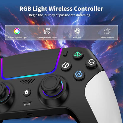 JORREP Wireless Controller for PS5 with RGB LED,TURBO, Dual Vibration, 6 Axis Gyro Sensor, Touchpad, Ergonomic for Playstation 5 Controller, Compatible with Playstation 5/Pc/Mac/Ios/Android/Steam