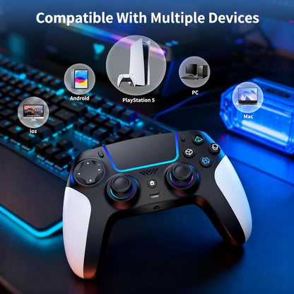 JORREP Wireless Controller for PS5 with RGB LED,TURBO, Dual Vibration, 6 Axis Gyro Sensor, Touchpad, Ergonomic for Playstation 5 Controller, Compatible with Playstation 5/Pc/Mac/Ios/Android/Steam